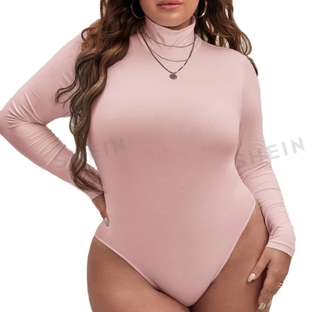 High Neck Bodysuit in Blush Pink